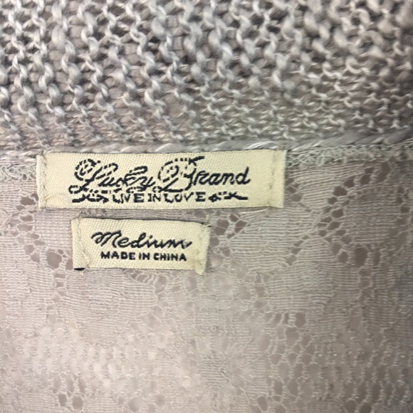 Lucky Brand Knitted Sweater Cardigan Size M Lace - Picture 4 of 7